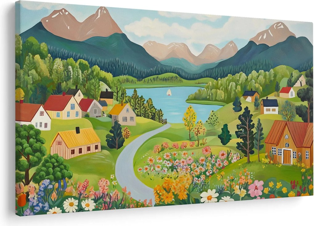 Tablou - Sat în Munți (90x60 cm)