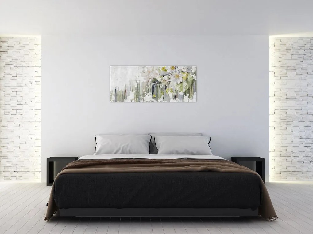 Tablou - Flori albe, vintage (120x50 cm)