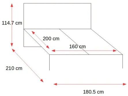 Set Pat Cu 2 Noptiere Brasov, Negru, Dimensiune Saltea 160 x 200 Cm