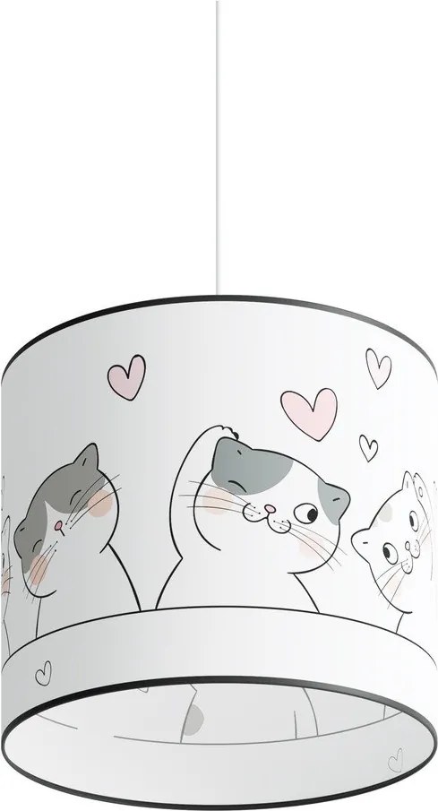 Lustră pentru copii albă cu abajur din plastic ø 30 cm Puss – Sollux