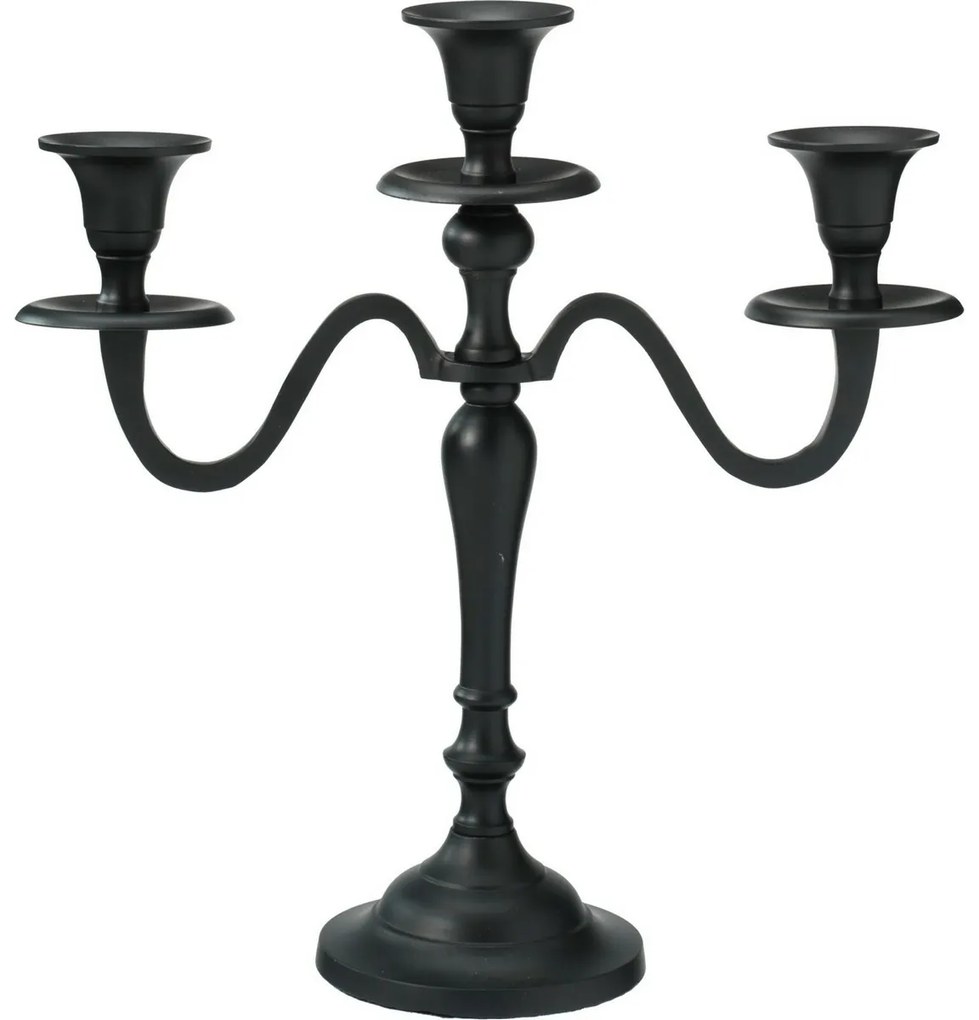 Sfeșnic metalic cu 3 brațe 29x10x30 cm, culoarenegru, decor 1