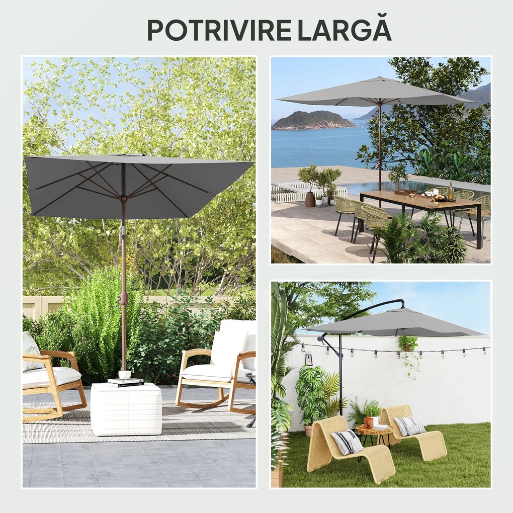 Outsunny Copertină de Rezervă pentru Umbrelă cu Ventilație în Partea Superioară, 300x200 cm, Verde | Aosom Romania