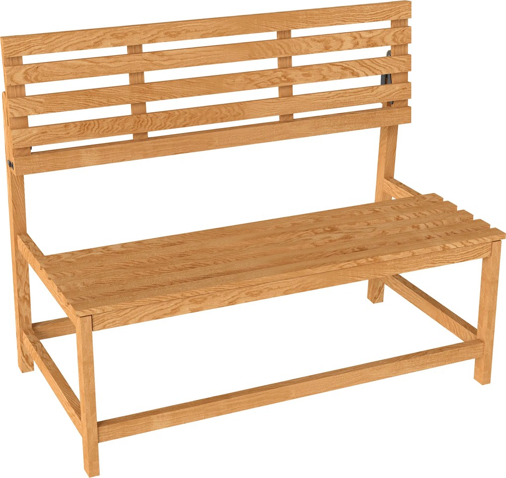 Outsunny Bancă de grădină 2 locuri din lemn, rezistentă la intemperii, șezut rezistent la UV, spătare convertibile 110x61x89cm, Teak | Aosom Romania