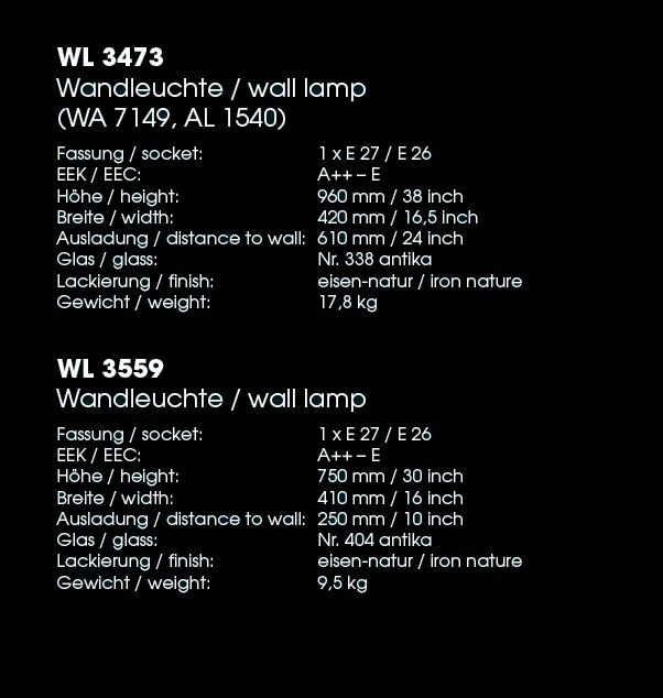 Aplica 1/2 iluminat exterior design clasic in stil Empire din fier forjat, WL 3559