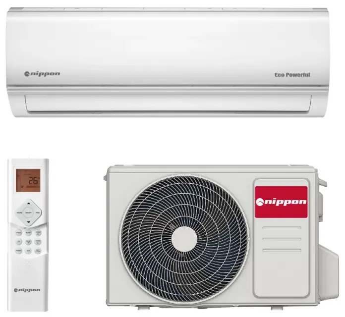 Aparat de aer conditionat invertor Nippon KFR 12DCA ECO POWERFUL, 12.000 BTU/h-13.000 BTU/h, A++, Pаnа la 23 m², Wi-Fi, Dezghetare inteligenta, Autodiagnosticare, Mod Sleep, Timer, Alb