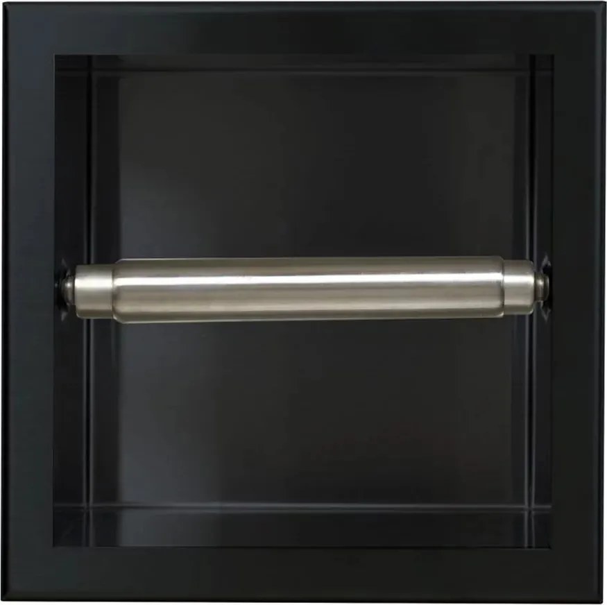 Suport hartie igienica incastrat Balneo Wall-Box negru periat
