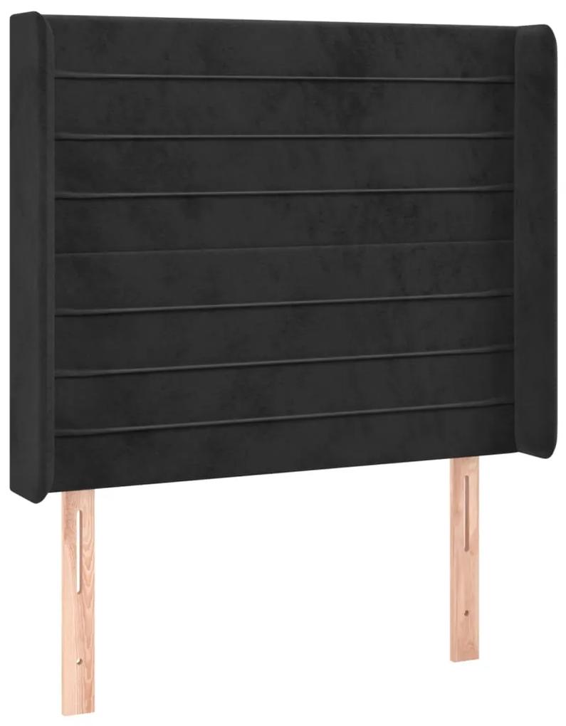 3119764 vidaXL Tăblie de pat cu aripioare, negru, 103x16x118/128 cm, catifea