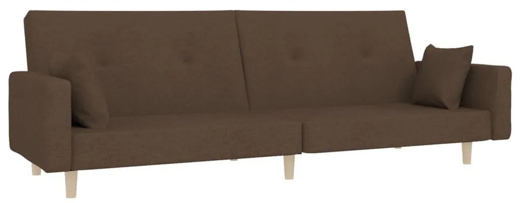 337324 vidaXL Canapea extensibilă cu 2 locuri, 2 perne, maro, textil