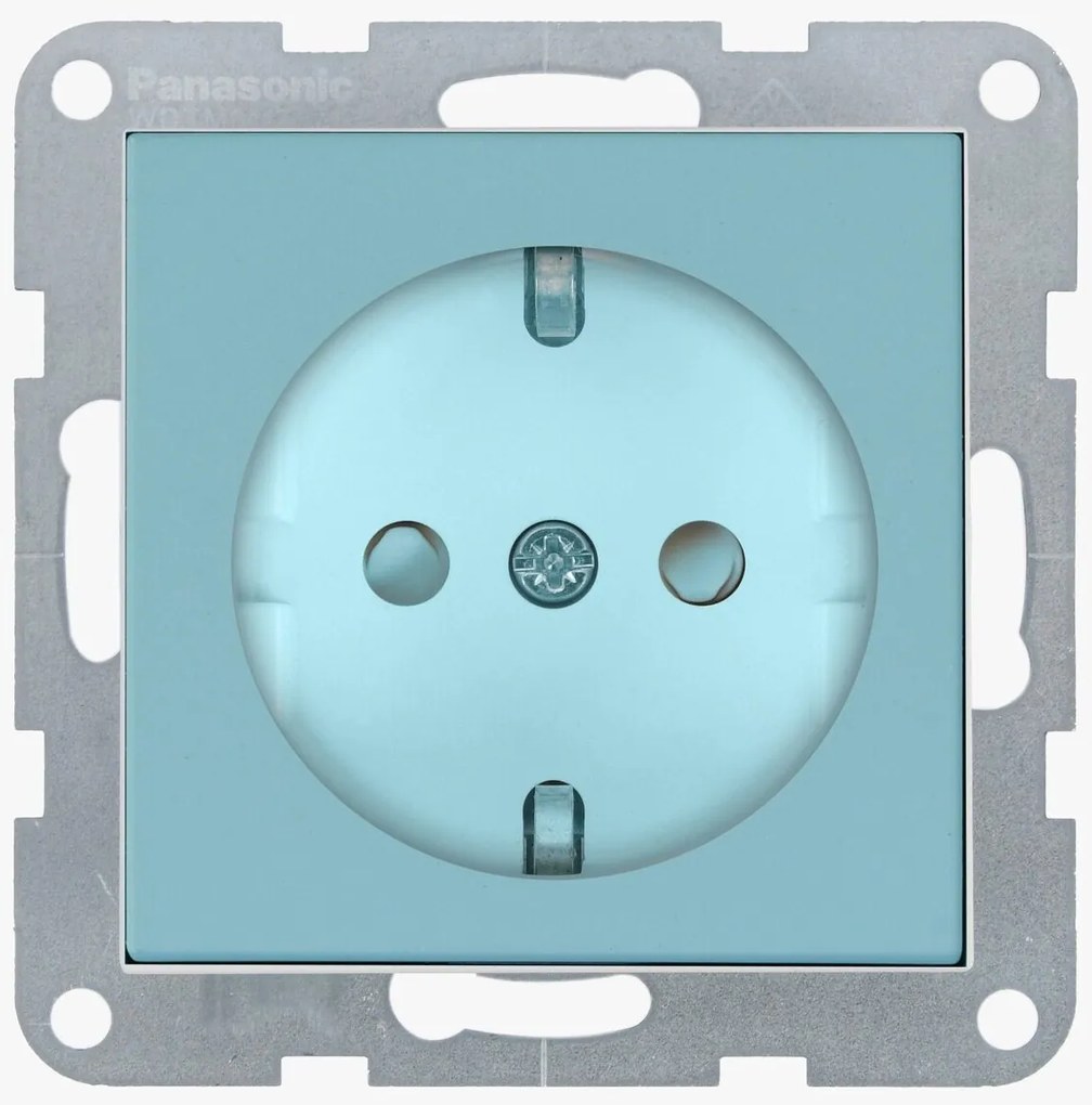 Priza simpla cu impamantare, protectie copii, 16A, IP20, Turcoaz, Panasonic Karre Plus 55 Soft Touch