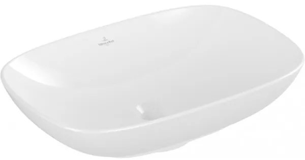 Lavoar pe blat, Villeroy&amp;Boch Loop&amp;Friends, material TitanCeram, 56x38cm, fara preaplin, Alb Alpin, 4A490101