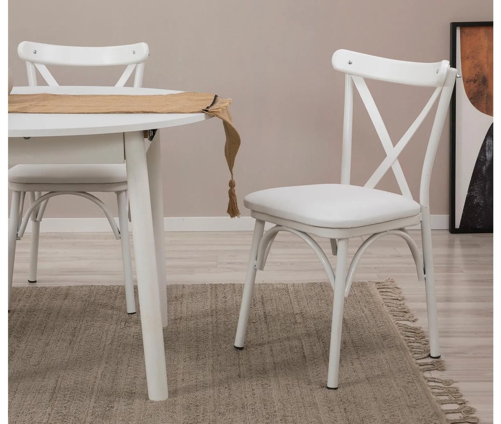 Set mobilier sufragerie Duvasa 6 (alb) (pentru 2 persoane). 1093755
