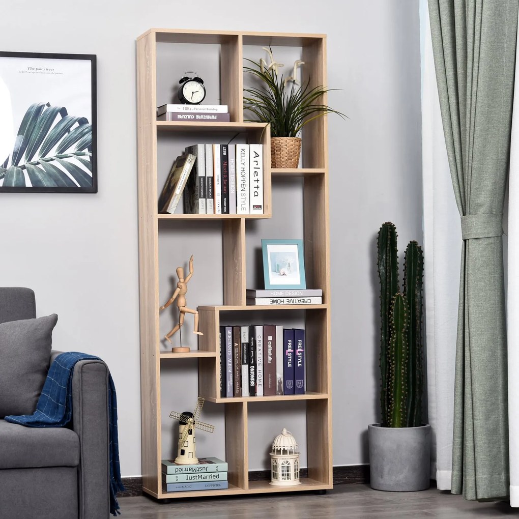 HomCom biblioteca moderna, 8 rafturi 70x24x178 cm, maro | AOSOM RO