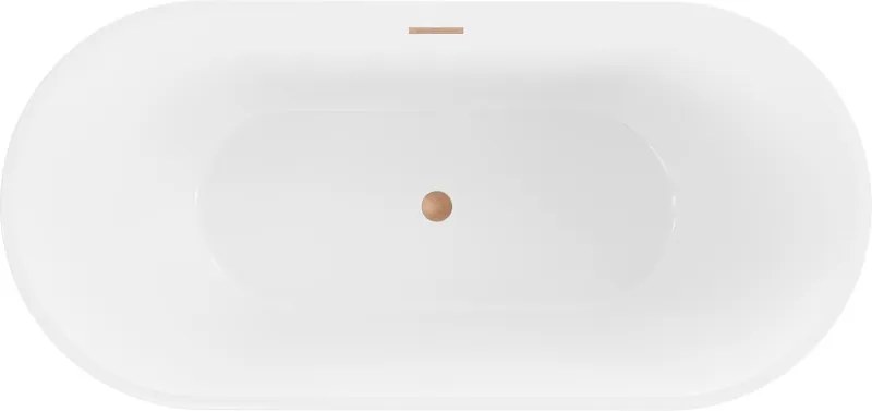 Mexen Luna cadă de baie freestanding 160 x 75 cm, albă, prea-plin cupru periat - 52031607500-65