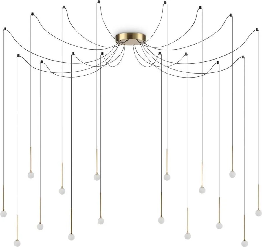Ideal Lux - Lustră LED LUCCIOLA cu cablu, 16xLED/16W/230V, CRI 90, model spider, alamă