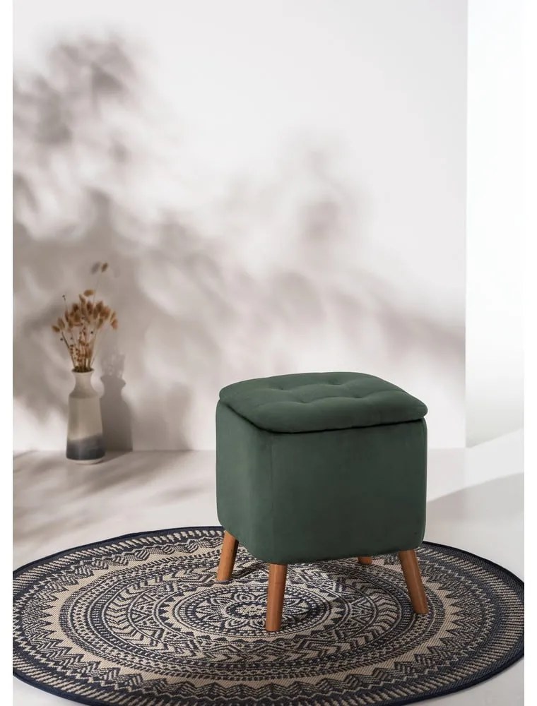 Taburet verde cu tapițerie din catifea – Wenko