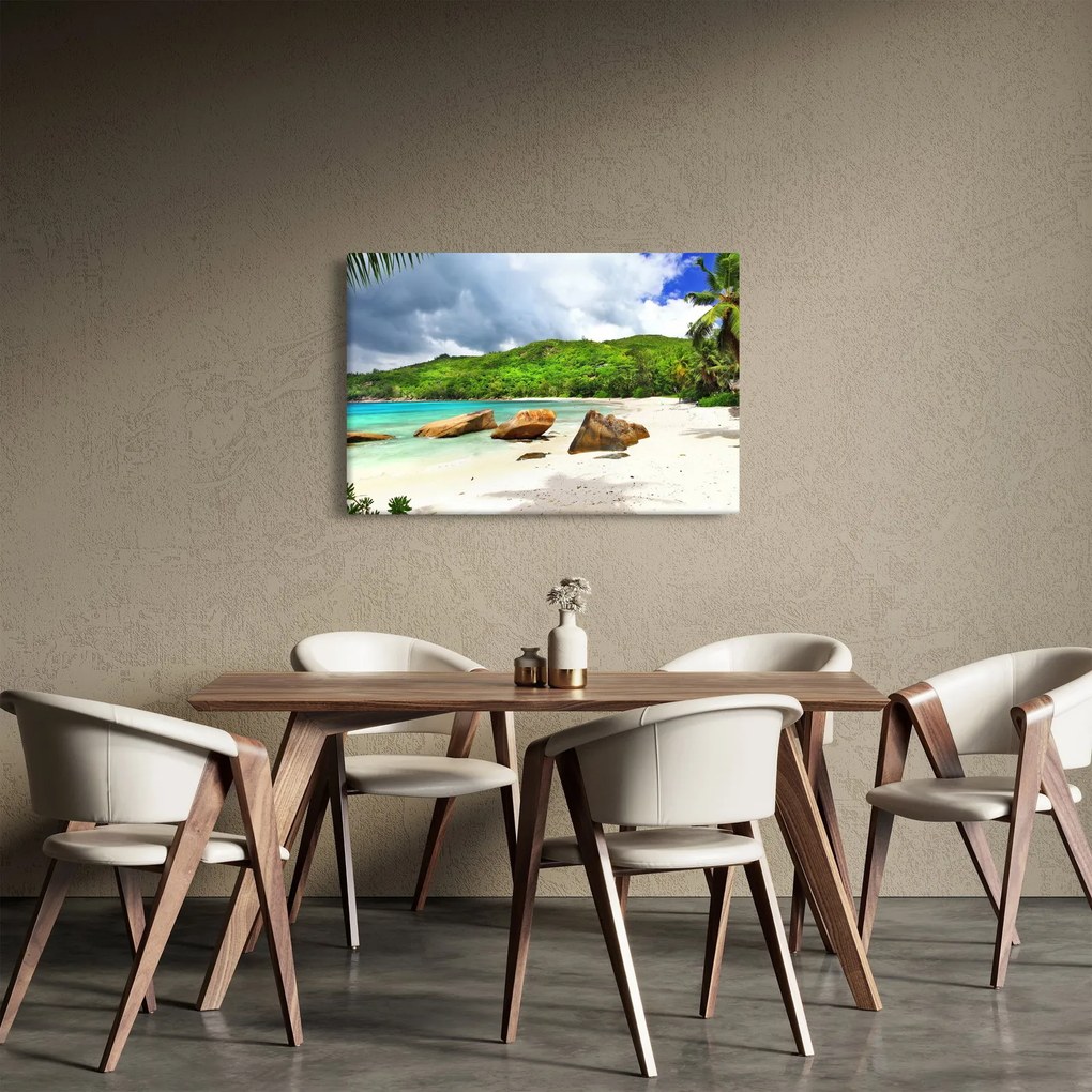 Tablou - Seychelles, plaja Takamaka (90x60 cm)