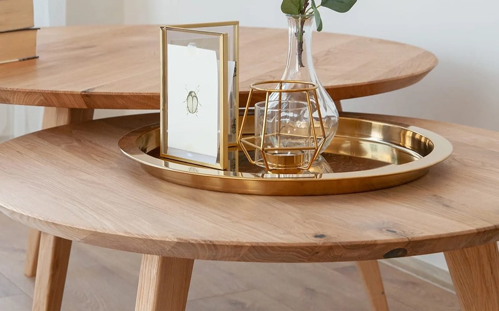 Masă stejar masiv Cafea Oscar Rotundă - ⌀50cm