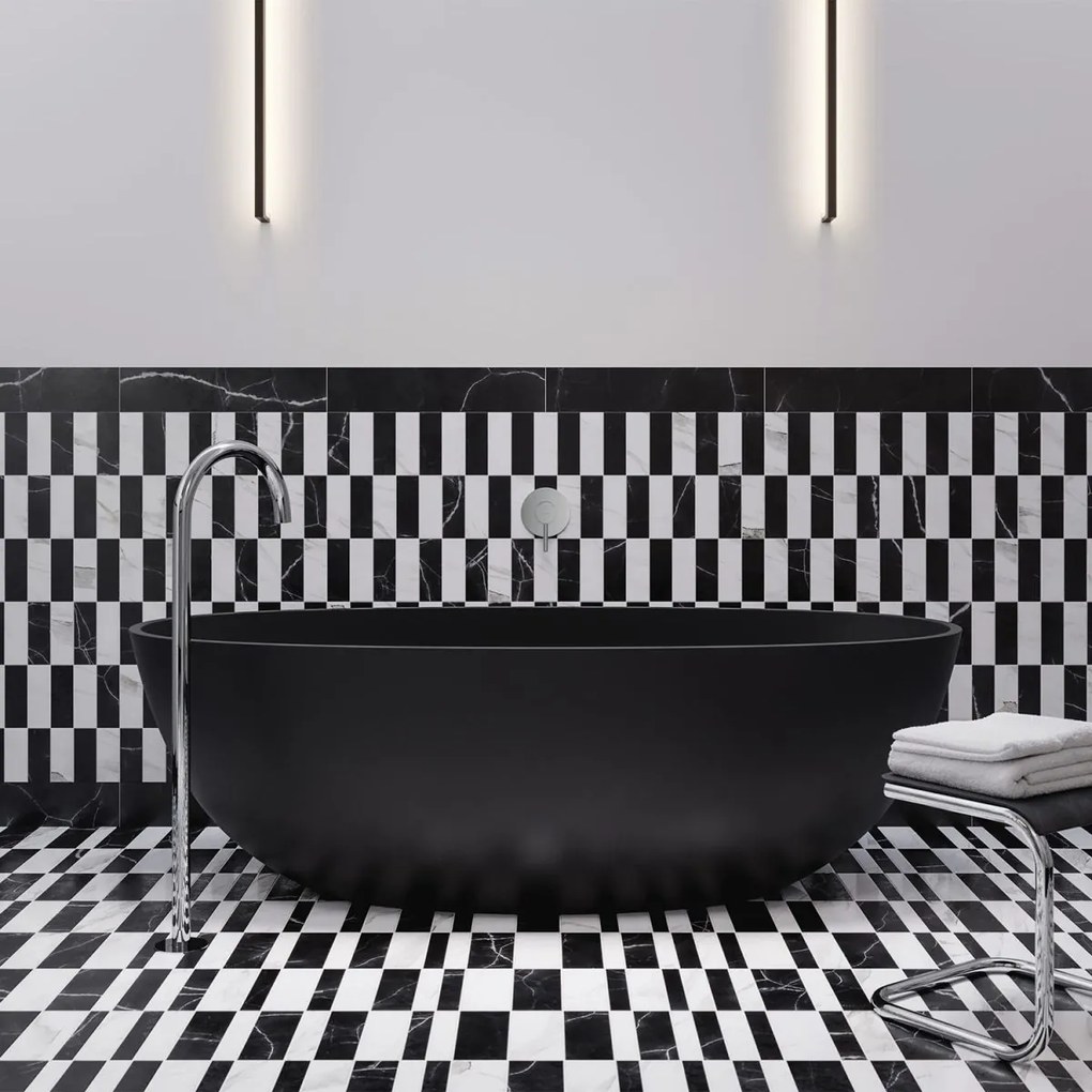 Omnires Shell M+ cada freestanding 148x75 cm ovala negru SHELL148WWBLV