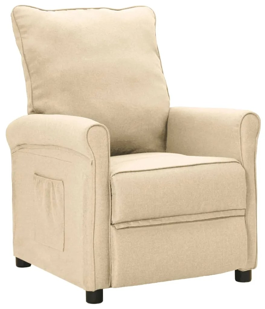 Fotoliu tv rabatabil, crem, material textil