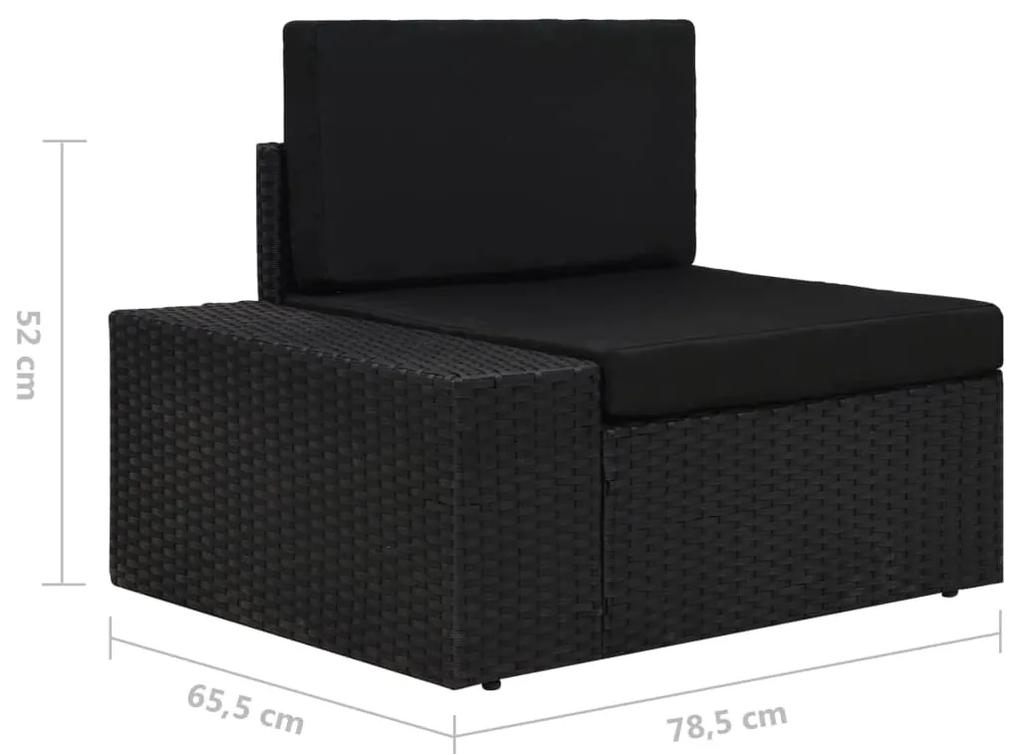 Canapea de colt modulara cu cotiera dreapta, negru, poliratan 1, Negru, Canapea de colt (cotiera dreapta)
