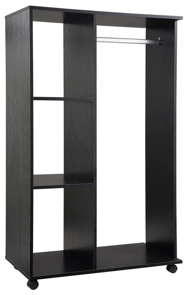 Dulap HOMCOM pentru haine Dulap de depozitare mobil din panouri de particule negru | Aosom Romania