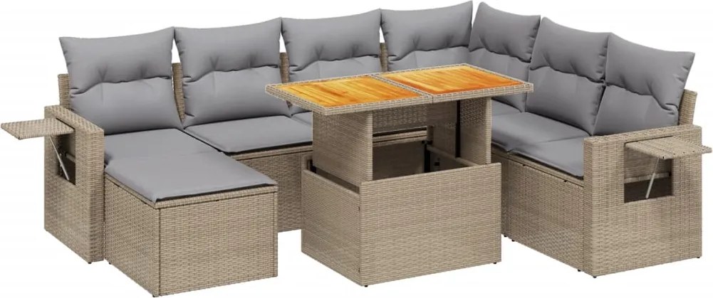 vidaXL Set canapele de grădină, 8 piese, cu perne, bej, poliratan