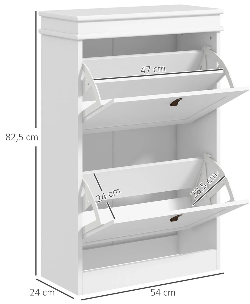 HOMCOM Dulap Pantofi Îngust cu 2 Uși Abative și Rafturi Ajustabile pentru 10 Perechi de Pantofi pentru Intrare 54x24x82,5 cm | Aosom Romania