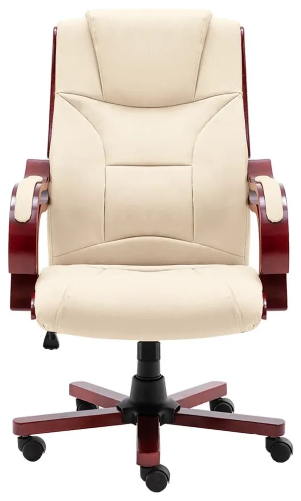 20566 vidaXL Scaun de birou, crem, piele naturală