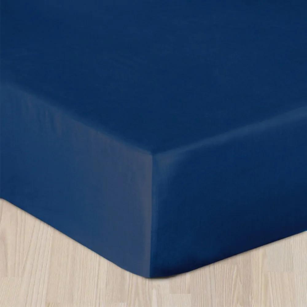 Cearșaf elastic satinat, albastru închis albastru 90x200 cm