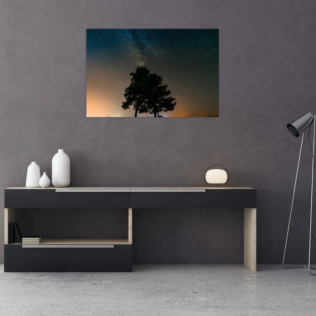 Tablou cu cerul nocturn și copaci (90x60 cm)