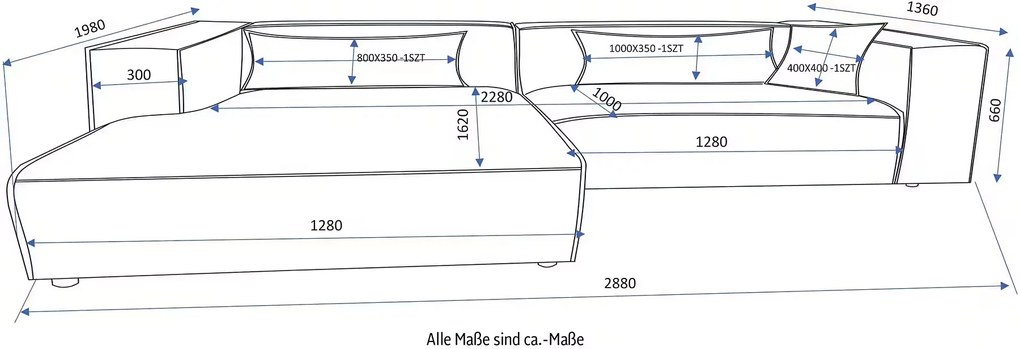 Colțar fix, culoare roz pudră închis, material velur catifelat, 288 cm lungime