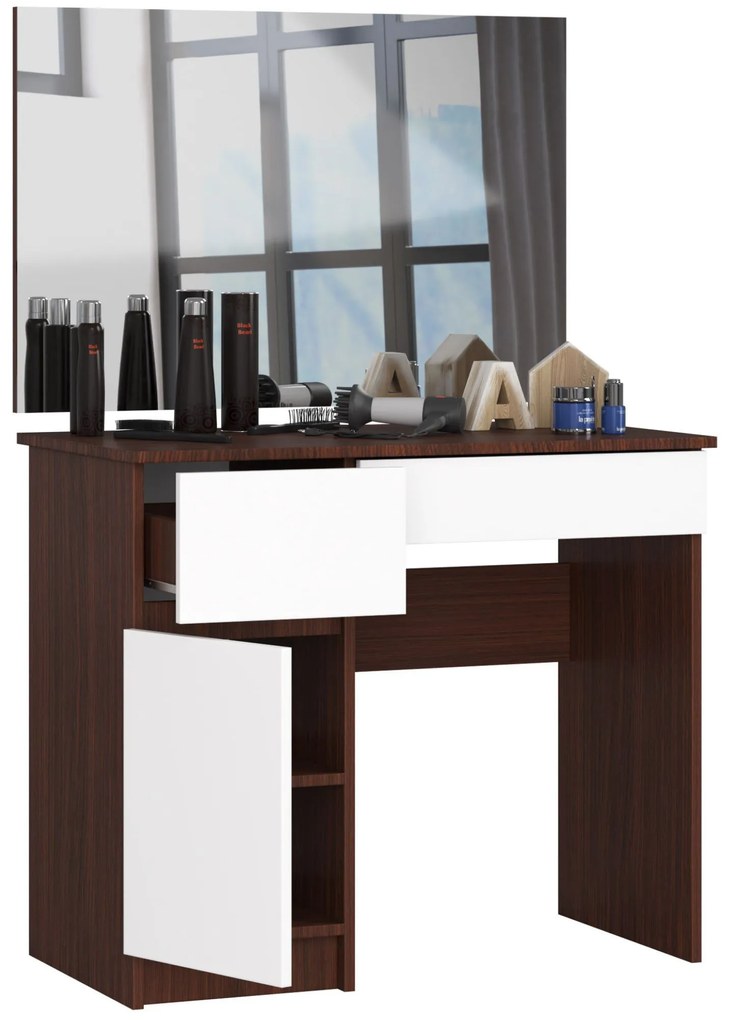 Masă de toaletă Parijat (wenge + Alb) (cu oglindă) (S). 1070897