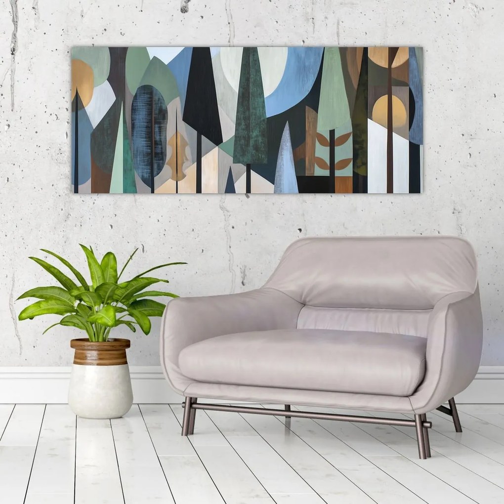 Tablou - Abstracție geometrică naturală II. (120x50 cm)