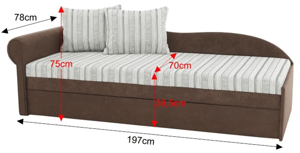 Divan extensibil, maro/bej/auriu/model, stânga, AGA D