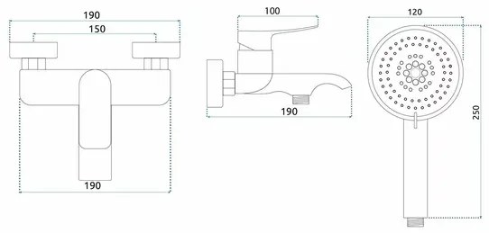 Baterie monocomanda pentru cada auriu Rea Dart