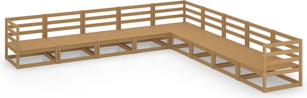 vidaXL Set mobilier de grădină, 9 piese, maro miere, lemn masiv de pin