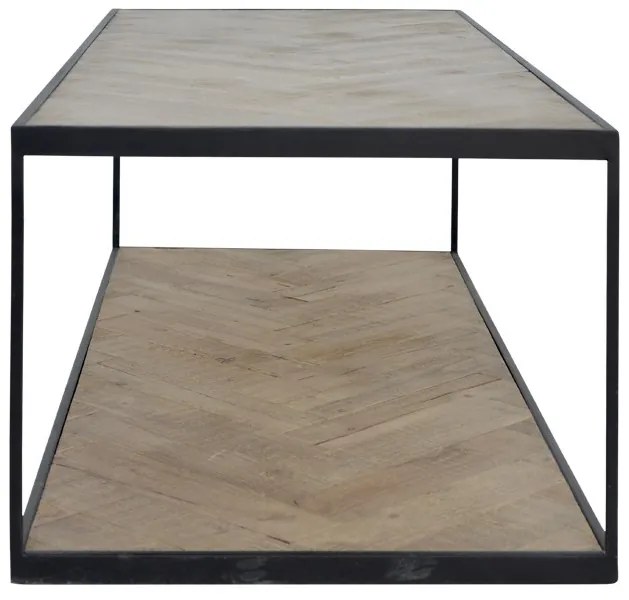 Masuta de cafea, natur, din lemn reciclat si metal, L120 cm, Versailles