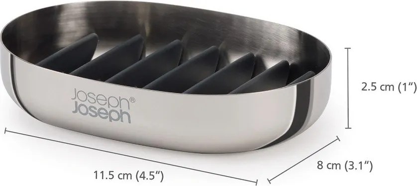 Săpunieră argintiu-lucios din oțel inoxidabil EasyStore Luxe – Joseph Joseph