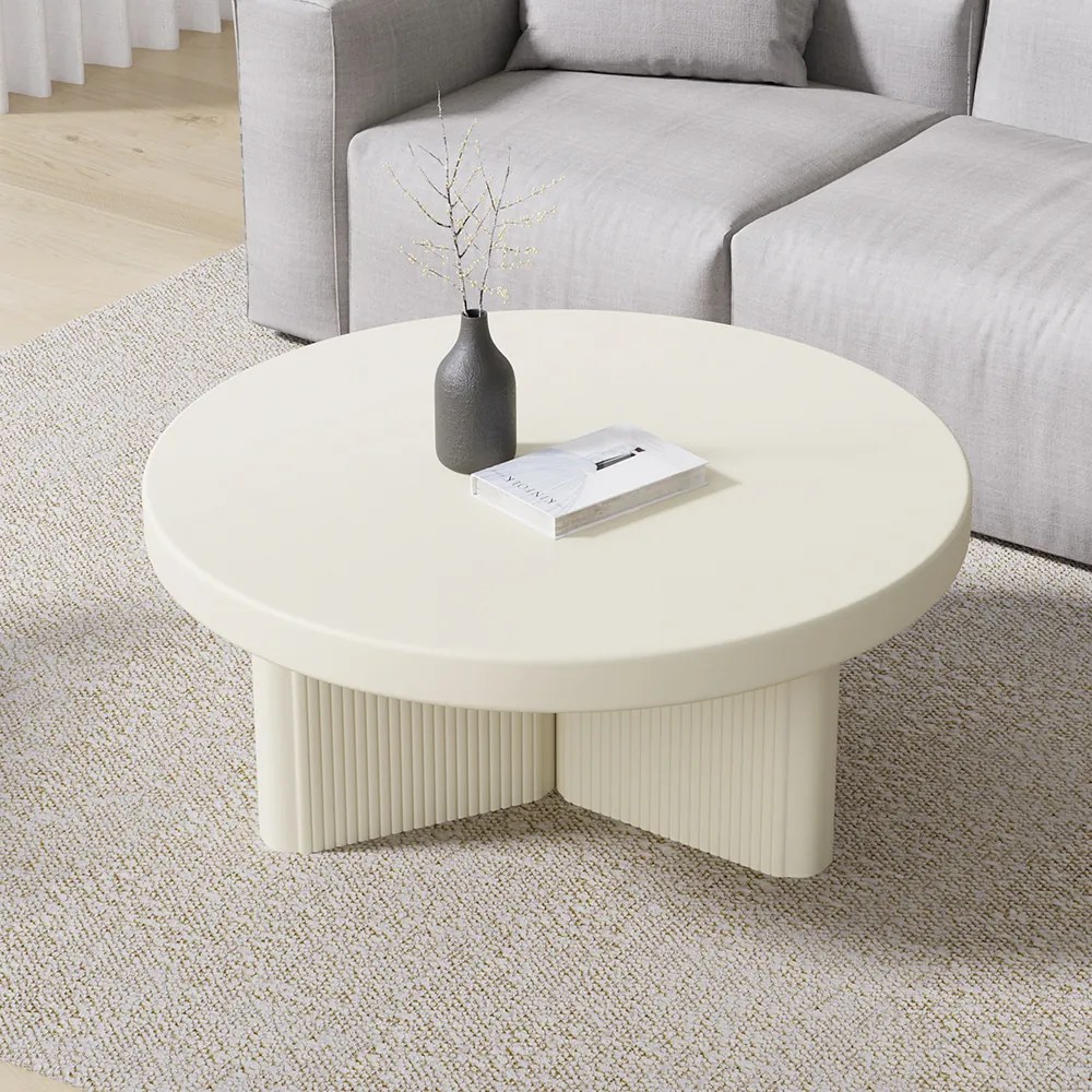 Masuta de cafea rotunda alb stil japandi DEPRIMO 43471 by Deprimo