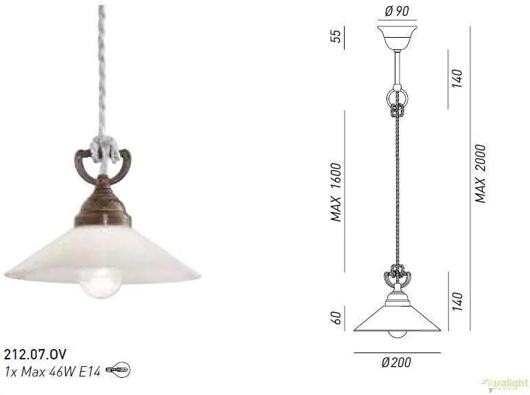 Lustra, Pendul rustic fabricat manual diametru 20cm Tabia 212.07.OV