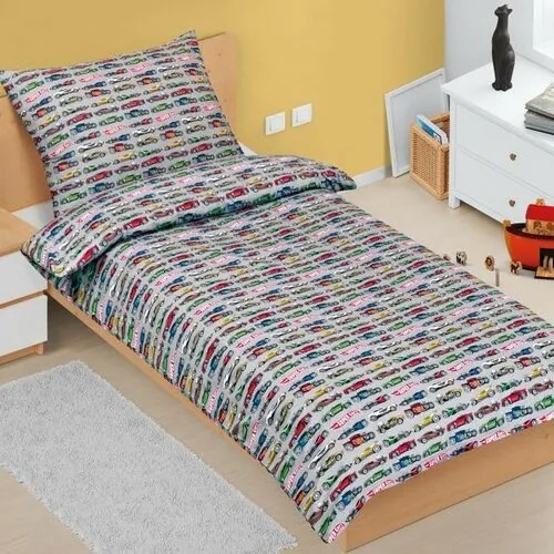 Bellatex Lenjerie de pat din bumbac pentru copiiJunior Formula gri, 140 x 200 cm, 70 x 90 cm