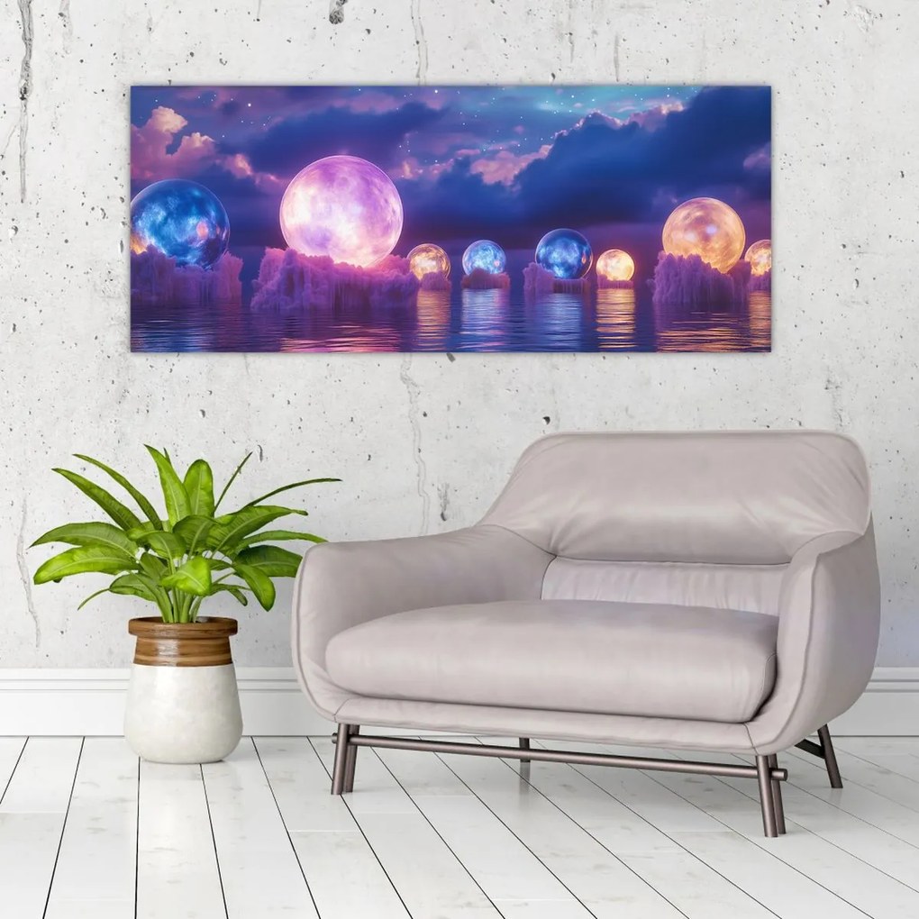 Tablou - Planete pe apă (120x50 cm)