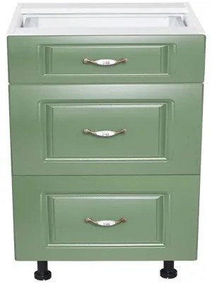 Corp inferior 60 cu 3 sertare metalice pentru greutate Zebra MDF Verde