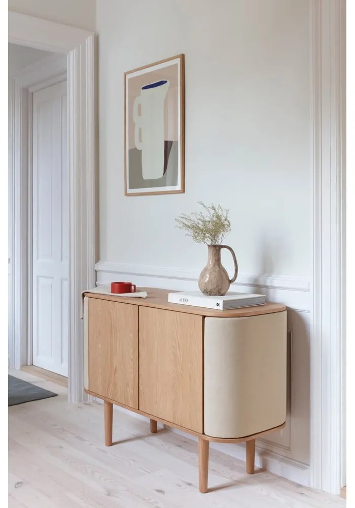 Comodă bej/în culoare naturală joasă cu aspect de lemn de stejar 109x75 cm Treasures – UMAGE