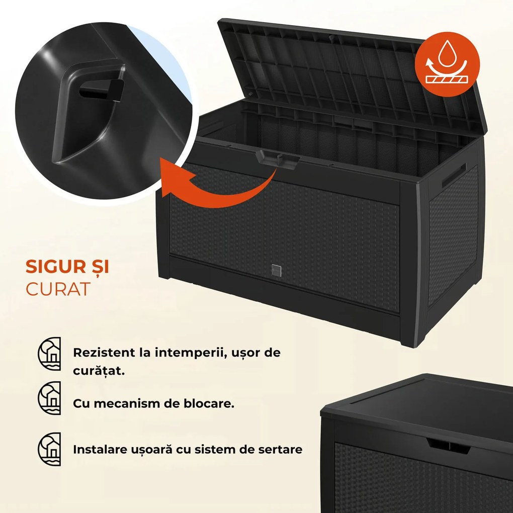 Cufăr depozitare RATO, 310L, 119x48x60 cm, antracit Prosperplast