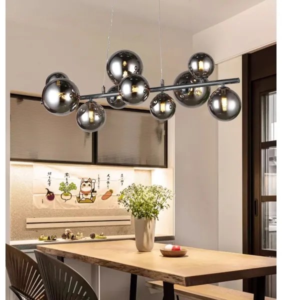 Lustră LED pe cablu VILLA 10xG9/3W/230V negru/crom Wofi 6014.10.24.9000