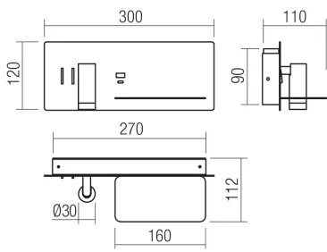 Spot LED de perete Redo 01-3316 BROOK LED/8W/230V + LED/3W USB negru