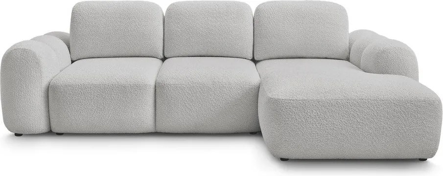 Colțar gri deschis extensibil/cu spațiu de depozitare cu tapițerie din țesătură bouclé (cu colț pe partea dreaptă/cu șezlong) Montaigne – Bobochic Paris