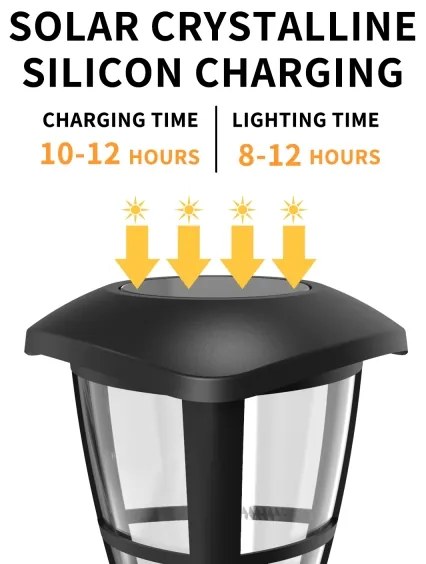 Aigostar - Set de 12 lămpi solare LED, 0,06 W/2 V, 33,8 cm, 6500 K, IP44, negru