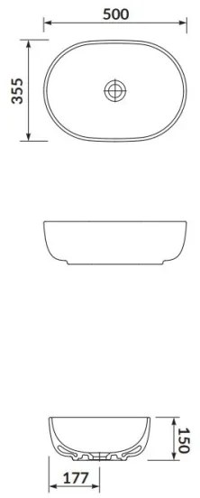 Lavoar pe blat Cersanit K116-049 MODUO 35,5x50 cm ceramică/alb lucios